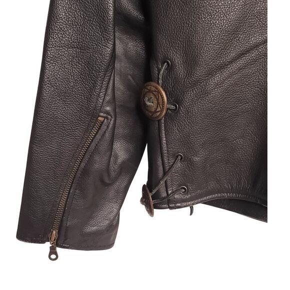 Vanguard Heavy leather Womens Vintage Black Biker Motorcycle Jacket Medium - Picture 4 of 6